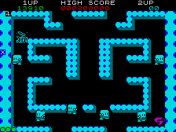 Bubble Bobble (ZX Spectrum) screenshot: When hit by an enemy you lose a life