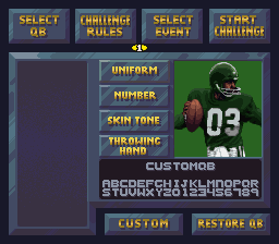 NFL Quarterback Club (SNES) screenshot: Create a player