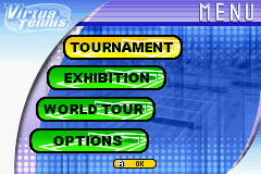 Virtua Tennis (Game Boy Advance) screenshot: Main Menu