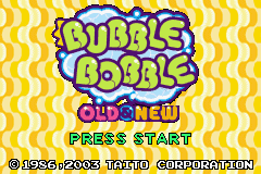 Bubble Bobble Old & New (Game Boy Advance) screenshot: Title screen.