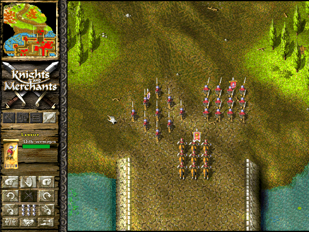 Knights and Merchants: The Peasants Rebellion (Windows) screenshot: The troops arrive (regular version, Dutch).