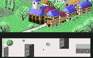 Iron Lord (Commodore 64) screenshot: Walking in a village