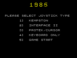 1985: The Day After (ZX Spectrum) screenshot: Control selection