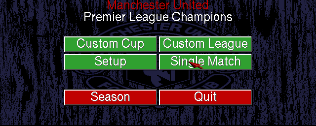 Manchester United Premier League Champions (Amiga CD32) screenshot: Main menu