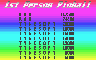 1st Person Pinball (Atari ST) screenshot: High scores