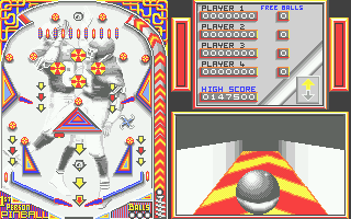 1st Person Pinball (Atari ST) screenshot: Ball ready to be launched