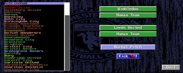 Manchester United Premier League Champions (Amiga CD32) screenshot: Select teams
