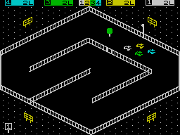3D Stock Car Championship (ZX Spectrum) screenshot: And the race - 2 laps this time