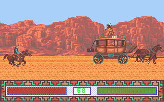 Buffalo Bill's Wild West Show (Atari ST) screenshot: Losing some ground