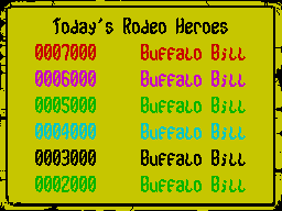 Buffalo Bill's Wild West Show (ZX Spectrum) screenshot: High scores
