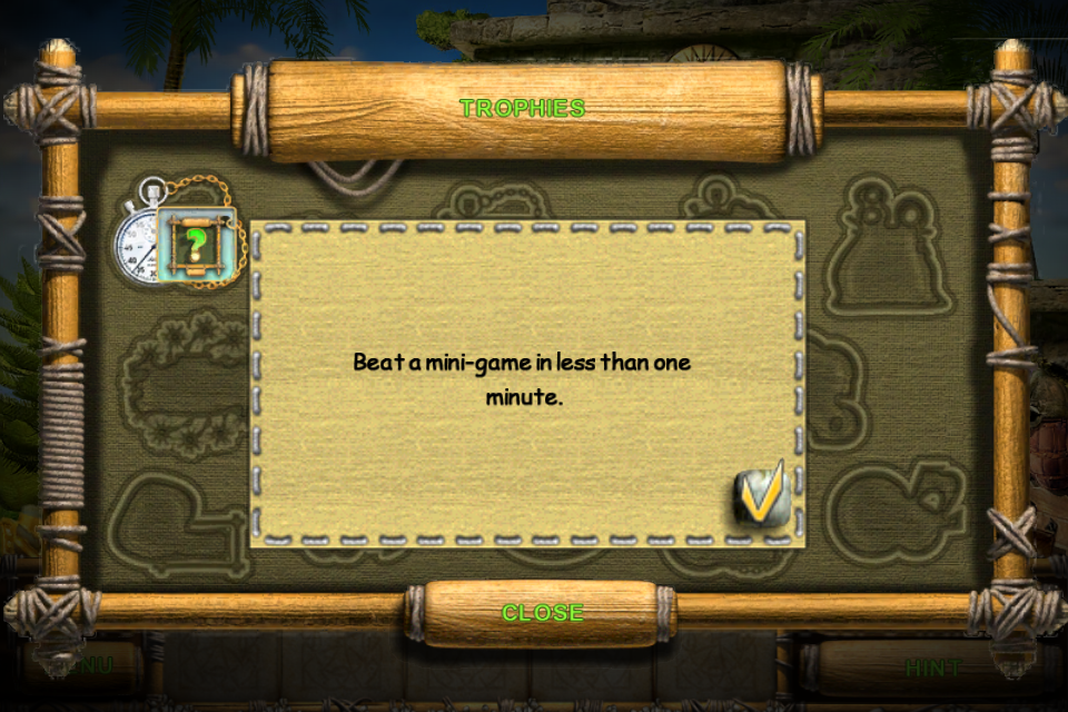 The Treasures of Mystery Island (iPhone) screenshot: I earned a trophy