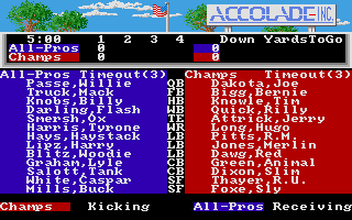 4th & Inches (Amiga) screenshot: The teams