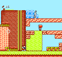 The Bugs Bunny Birthday Blowout (NES) screenshot: The ennemies are kind of ... strange