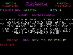 Jack Charlton's Match Fishing (ZX Spectrum) screenshot: Conditions