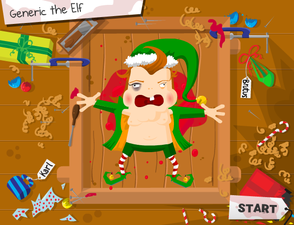 Amateur Surgeon: Christmas Edition (Browser) screenshot: A not-so-happy little elf