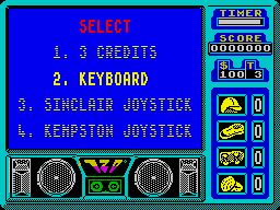 720º (ZX Spectrum) screenshot: Main menu