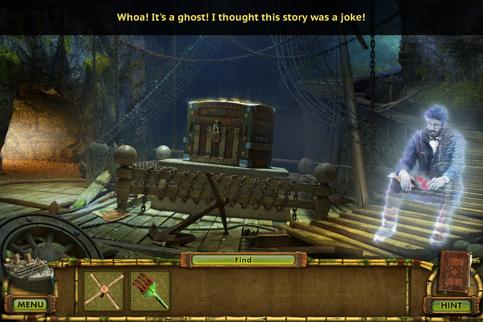 The Treasures of Mystery Island: The Ghost Ship (iPhone) screenshot: It seems there really are ghosts.