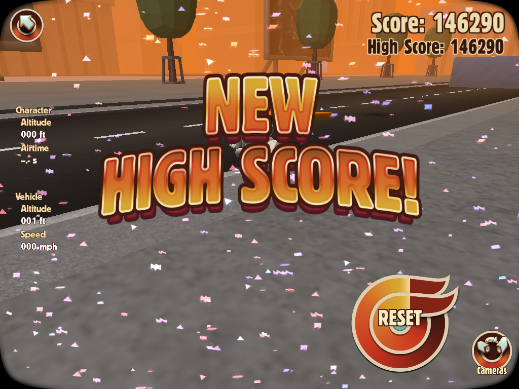 Turbo Dismount (iPad) screenshot: New high score!