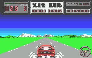 F40 Pursuit Simulator (Atari ST) screenshot: The controls didn't seem to work properly on emualtion