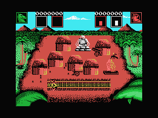 AAARGH! (MSX) screenshot: Destroy the houses