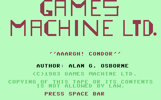 Aaargh! Condor (Commodore 64) screenshot: Title screen