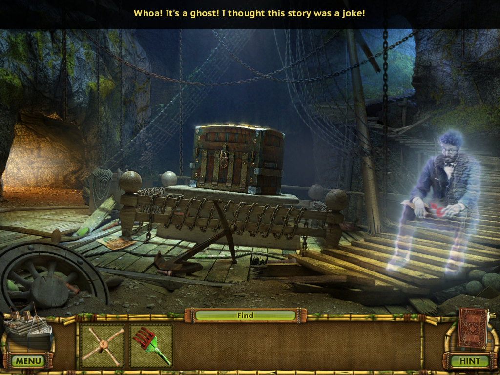 The Treasures of Mystery Island: The Ghost Ship (iPad) screenshot: It seems there are ghosts.
