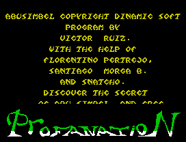 Abu Simbel Profanation (ZX Spectrum) screenshot: Presentation
