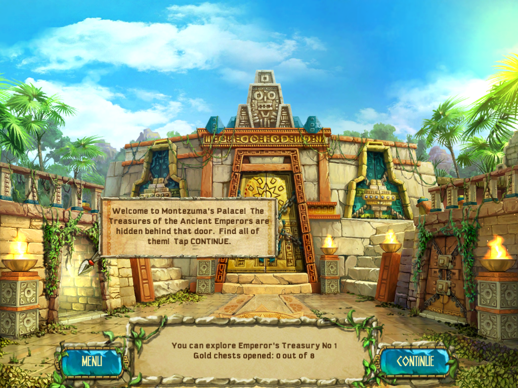 The Treasures of Montezuma 3 (iPad) screenshot: Welcome! Go here.