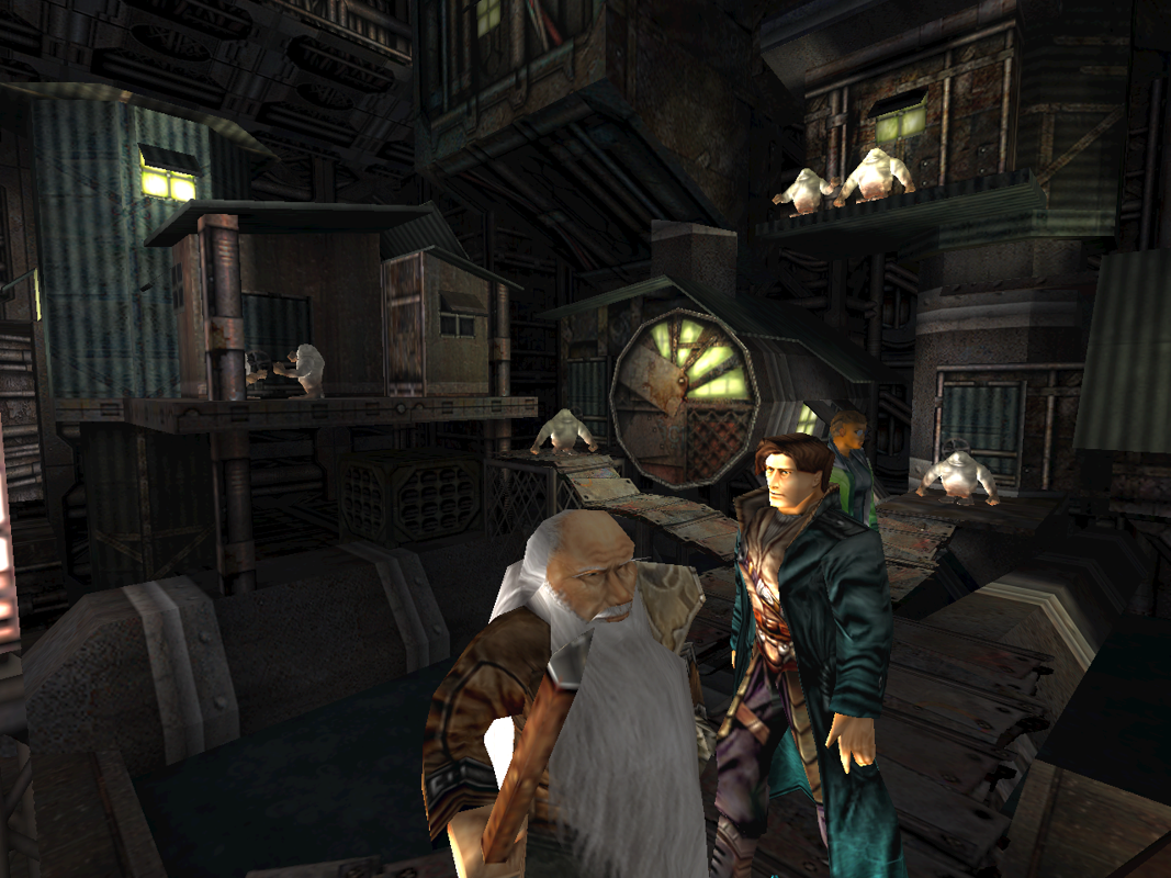 Anachronox (Windows) screenshot: A quiet area with mysterious little creatures... who are they?