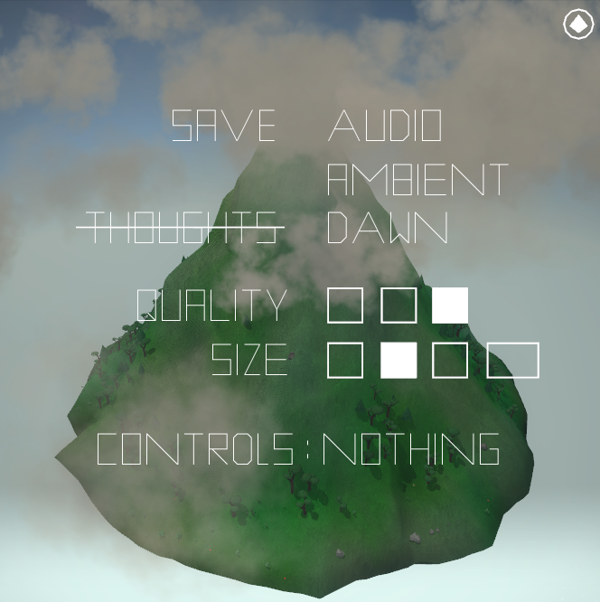 Mountain (Windows) screenshot: Menu and settings
