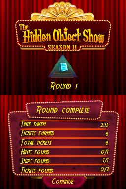 The Hidden Object Show: Season 2 (Nintendo DS) screenshot: Round Complete