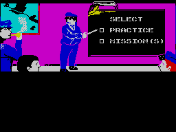 Ace of Aces (ZX Spectrum) screenshot: Mission type selection