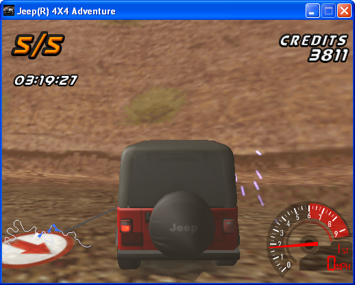 Jeep 4x4 Adventure (Windows) screenshot: Knocking down a sign