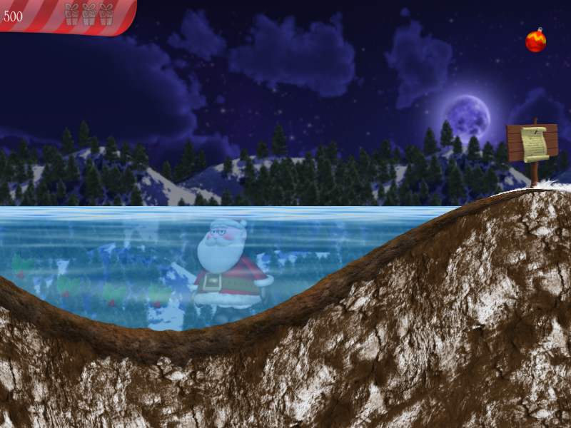 Christmas Eve Crisis (Windows) screenshot: Level 3: Santa in the water