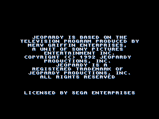 Jeopardy! (Genesis) screenshot: Copyright screen