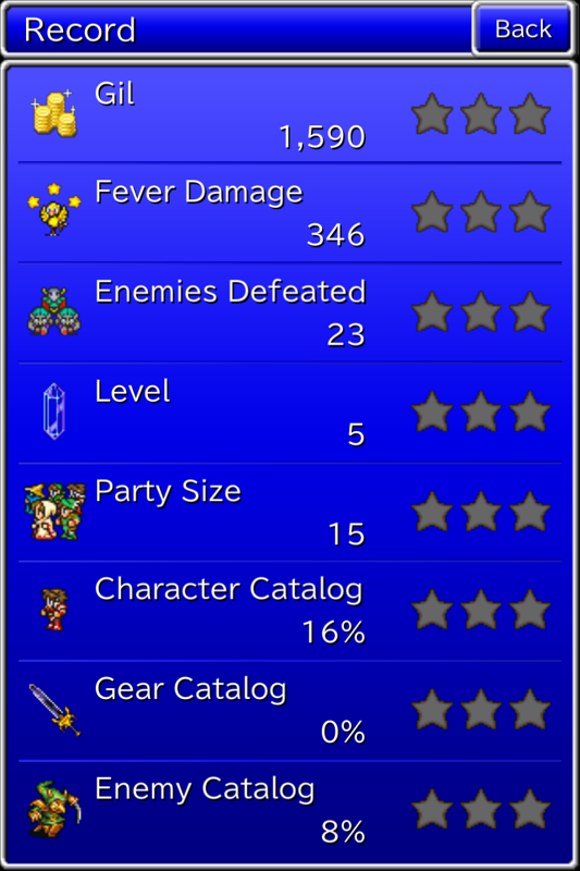 Final Fantasy: All The Bravest (Android) screenshot: Our statistics.