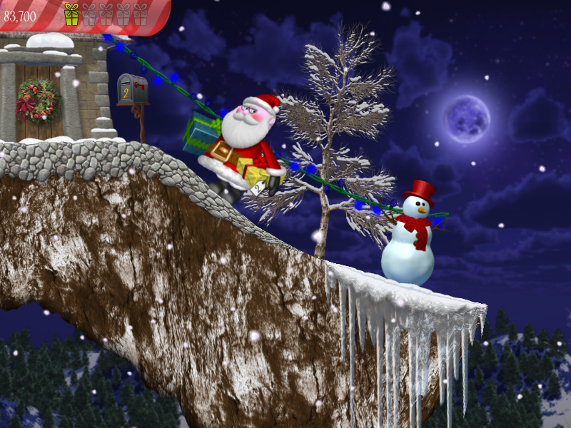 Christmas Eve Crisis (Windows) screenshot: Level 7: a snow man and house for the gifts