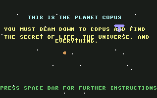 The Fabulous Wanda and the Secret of Life, the Universe, and Everything (Commodore 64) screenshot: This is the planet Copus