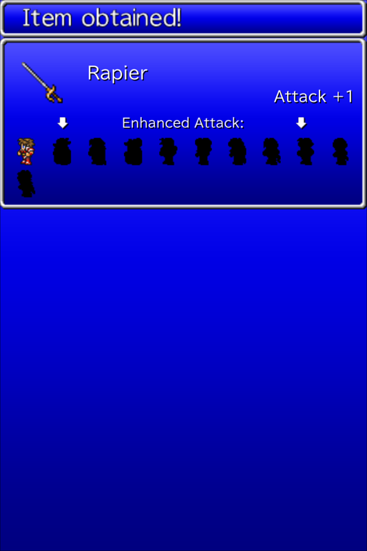 Final Fantasy: All The Bravest (Android) screenshot: Just found a weapon for my warriors