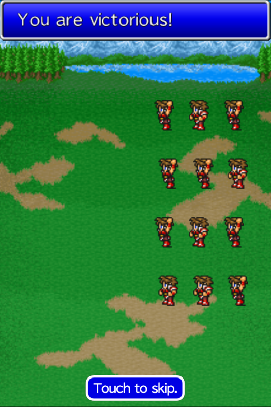 Final Fantasy: All The Bravest (Android) screenshot: First battle victory