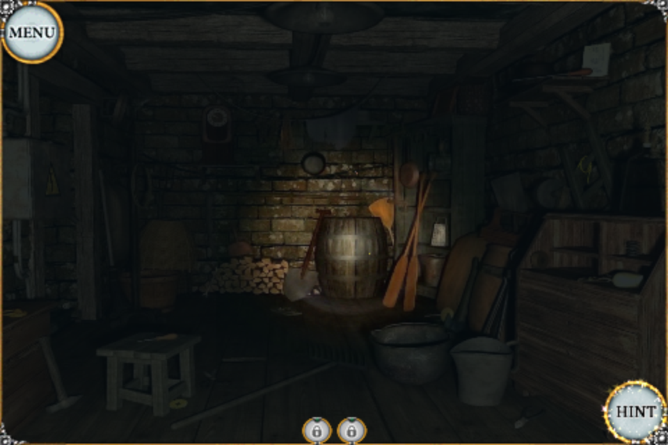 Treasure Seekers: Visions of Gold (iPhone) screenshot: Shining my torch about the basement