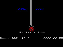 Jet Set Willy II: The Final Frontier (ZX Spectrum) screenshot: Game over