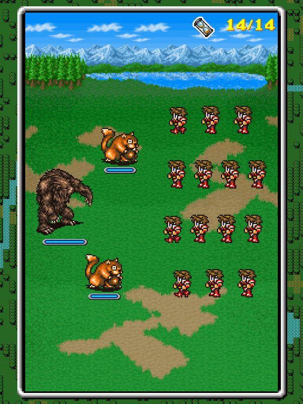 Final Fantasy: All The Bravest (iPad) screenshot: Fighting animals outside