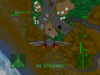 Top Gun: Fire at Will! (PlayStation) screenshot: Flying close to the ground targets.