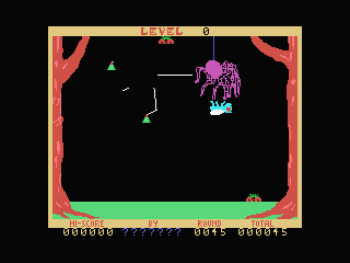 Buzz Off! (MSX) screenshot: The spider is gonna eat you for dinner