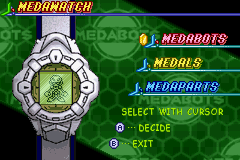 MedaBots: Metabee (Game Boy Advance) screenshot: Your MedaWatch allows you to view all information about your MedaBot(s)
