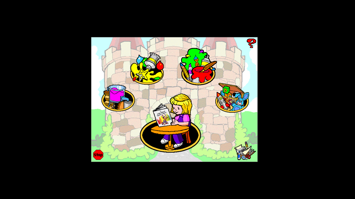 A Color Clown Comes to Town (Windows 3.x) screenshot: The main screen has five activities.