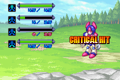 MedaBots: Metabee (Game Boy Advance) screenshot: Each part shows the amount of damage received. If it reaches 0, it is no longer functional