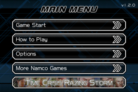 Time Crisis: 2nd Strike (iPhone) screenshot: Main menu