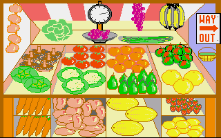 Let's Spell at the Shops (Amiga) screenshot: Vegetables